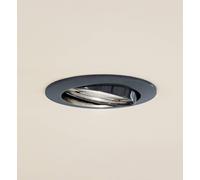 Prios lámpara de techo empotrable Fibur, gris oscuro, aluminio, Ø 8,2 cm