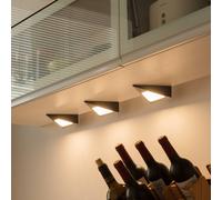 Prios Odia Lámpara LED bajo mueble, negra, 3 unidades