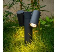 Prios Tulimar, foco con pica para clavar en el suelo, 40 cm, antracita, 2 luces