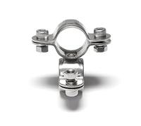 PRIOstahl - Abrazadera de tubo doble con eslabón giratorio de 25 mm x 1 pieza para fijación de tubos, abrazadera de tubo de acero inoxidable V2A