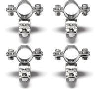 PRIOstahl - Abrazadera de tubo doble con eslabón giratorio de 25 mm x 4 unidades para fijación de tubos, abrazadera de tubo de acero inoxidable V2A
