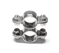 PRIOstahl - Abrazadera de tubo doble fija, 25 mm x 1 pieza para fijación de tubos, abrazadera de tubo, abrazadera de tubo de acero inoxidable V2A