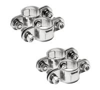 PRIOstahl - Abrazadera doble para tubo, 25 mm x 2 unidades, para fijación de tubos, abrazadera de tubo, abrazadera de tubo, de acero inoxidable V2A