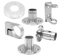 PRIOstahl Anclaje de pared, brida de pared, soporte para postes, anclaje de poste, 1 pieza de 42,4 mm de diámetro para tubos redondos, barandillas, escaleras para fijación a la pared, inoxidable