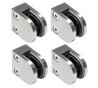 PRIOstahl Juego de 4 abrazaderas de cristal, 50 x 40 x 26 mm, conexión: cristal plano de 8 mm, soporte para placas de cristal para barandillas, barandillas de escaleras, balcones, acero inoxidable V2A