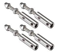 PRIOstahl Juego de 4 abrazaderas de cable M6 de acero inoxidable V2A, terminal de rosca para cables de alambre de 4-6 mm, tensor de acero inoxidable, balcón