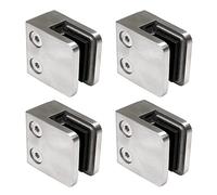 priostahl® Pinza de soporte, 4 unidades, acero inoxidable, 45 x 45 x 26 mm, cristal para 42,4 mm de diámetro, vidrio de vidrio de 8 mm barandilla Soporte de sujeción