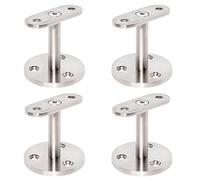 PRIOstahl - Soporte de pasamanos (4 x Soporte de barandilla plano para montaje en pared para tubo cuadrado con fijación de 3 agujeros de acero inoxidable V2A para barandilla y tubo de escalera