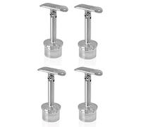 PRIOstahl Soporte para pasamanos para tubos, soporte para pasamanos, soporte para tubos, 4 soportes para pasamanos ajustables con placa atornillable de 42,4 mm de diámetro, para tubo redondo,