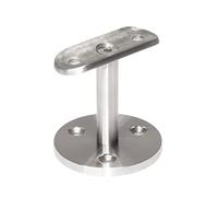 PRIOstahl Soporte para pasamanos, Soporte Barra, Soporte de pared, 1 pasamanos de 42,4 mm para tubo redondo en la pared para atornillar con 3 agujeros, fijación de acero inoxidable V2A