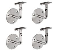 PRIOstahl Soporte para pasamanos, soporte de pared, 4 soportes para pasamanos en la pared, para tubo redondo de 42,4 mm de diámetro, con 3 agujeros, fijación de acero inoxidable V2A, para barandillas,