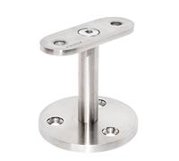 PRIOstahl Soporte para pasamanos, soporte de pared, soporte para pasamanos, 1 pasamanos plano en la pared para atornillar en tubo cuadrado con 3 orificios de fijación de acero inoxidable V2A,