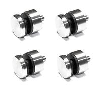 PRIOstahl Soporte para puntos de cristal, 4 soportes con tornillo M8 + insertos de goma para vidrio de 6 mm a 12,76 mm, conector plano para cristales de plexiglás, balcón, barandilla de acero