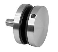 PRIOstahl Soporte para puntos de cristal, soporte para puntos, soporte de cristal, 1 soporte con tornillo M10 + insertos de goma para vidrio de 8 mm a 17,52 mm, conector plano para cristales de