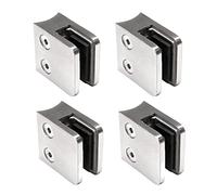 PRIOstahl Soportes para cristal, 4 unidades, 45 x 45 x 26 mm para diámetro de 42,4 mm, cristal de 8 mm, soporte para placas de cristal para barandillas, barandillas de escaleras, balcones, de acero