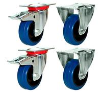 priostahl tr de Juego de 17 Blue Wheels, 4 unidades, ruedas de transporte 80 mm | 2 x rueda giratoria con freno/2 x 5997 rollo | Muebles | para banco de trabajo | o ruedas
