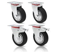 PRIOstahl TR-Set-8 4 Transporte, Freno, 2 Ruedas giratorias, 125 mm, Color Negro