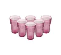 PRISMA - PACK 6 UNIDADES VASO 400 ML. MOD. EMPIRE STATE COLOR ROSA PALO. Vaso de policarbonato tamaño grande, reutilizable, libre de BPA