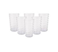 PRISMA - PACK 6 UNIDADES VASO 750 ML. MOD. BAUHAUS COLOR TRANSPARENTE. Vaso de policarbonato tamaño grande, reutilizable, libre de BPA