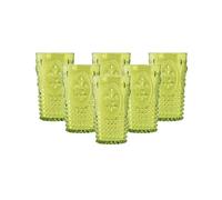 PRISMA - PACK 6 UNIDADES VASO 750 ML. MOD. FLOR DE LIS COLOR VERDE LIMÓN. Vaso de policarbonato tamaño grande, reutilizable, libre de B