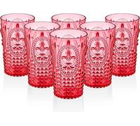 PRISMA - PACK DE 6 VASOS 750 ML. COLOR ROJO. Vaso de policarbonato tamaño grande, reutilizable, libre de BPA