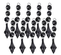 Prismas de araña de cristal de 10 piezas, colgante de cristal Material acrílico cónico Adorno de cuentas irregulares Decoración de lámpara de bricolaje(Negro)