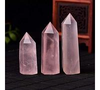 Prismas hexagonales de piedra de punto de cuarzo rosa de cristal natural 50-80 mm Tratamiento de varita de obelisco Adornos de piedra Regalo de bricolaje 1PC-Cuarzo rosa_71-80 mm