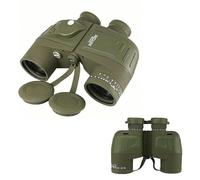 Prismáticos de 10 × 50 con brújula impermeable de alto aumento, telémetro de alta definición, visión nocturna con poca luz, ideal para actividades al aire libre, navegación, pesca y vela (verde