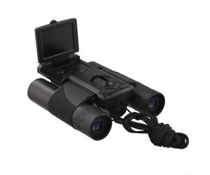 Prismáticos de 10 x 25 con integración de cámara, monitor LCD de 2 pulgadas para capturar y gestionar datos visuales en entornos al aire libre (negro)