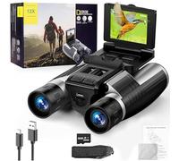 Prismáticos de 2.4 pulgadas con cámara, cámara binocular digital HD de 12 x 32 pulgadas, imagen de 48 MP, video de 2.5 K, zoom digital 8X, prismáticos de 32 G para observación de aves y aventuras al