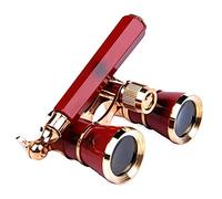 Prismáticos de 4 colores para teatro de ópera, carreras de caballos, 3 x 25 pulgadas, con asa/kit de accesorios, telescopio, para observación de aves (rojo)