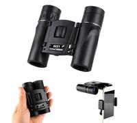 Prismáticos de 8 x 21 pulgadas, color negro, compactos de alta definición para adultos y niños con clip universal para teléfono, perfectos para observación de aves, viajes, camping, conciertos y