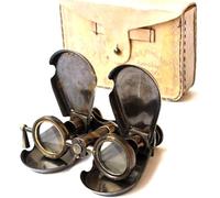 Prismáticos de latón de estilo vintage con funda de cuero, 4 pulgadas, diseño de vidrio espía hecho a mano