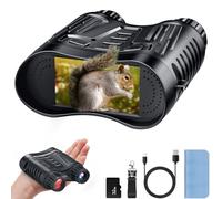 Prismáticos de visión nocturna Cámara - 4K 3,2'' TFT LCD infrarrojo bisel de visión nocturna 300M para la caza con tarjeta 32GB Zoom digital 8X 2600mAh recargable 7 niveles IR ajustables, para adultos
