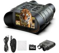 Prismáticos de visión nocturna - Gafas de visión nocturna 112MP 4K, batería 5000mAh y tarjeta de 64GB, alcance de 450 m, linterna táctica para caza de vida silvestre, camping, aventuras en