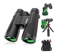 Prismáticos, Kylietech 12X42 Prismaticos Portátiles para Adultos- Prismas BaK4 y Lentes FMC, con Trípode y Adaptador para Teléfono, para Observación de Aves, Senderismo, Caza