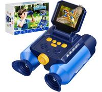 Prismáticos para niños con visión nocturna, juguetes de exploración de la naturaleza con pantalla IPS de 2.4 pulgadas, zoom óptico de 10X, cámara digital FHD de 48 MP, juguete STEM para niños y niñas