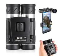 Prismaticos Pequeños y Potentes, Mini Binoculares 10x22 Portátiles Compactos Prismáticos Ligeros Impermeables Plegable Telescopio Vision para Observación de Pájaros Turismo Senderismo