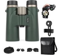 Prismáticos WarMax, HD12x42 para adultos de alta magnificación, ideales para observación de aves, viajes, observación de estrellas, caza, vista más amplia, conciertos, enfoque inteligente (Verde