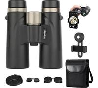 Prismáticos WarMax, HD12x42 para adultos de alta magnificación, ideales para observación de aves, viajes, observación de estrellas, caza, vista más amplia, conciertos, enfoque inteligente (Negro con
