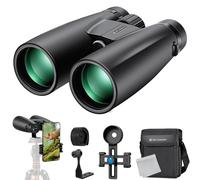 Prismáticos12*50 HD, K&F Concept Prismaticos Profesionales Largo Alcance de Prisma BAK4 y Lentes FMC, Binoculares con Soportes para teléfono e Accesorios para trípodes - Soportes de Conversión, Negro