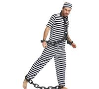 Prisoner Costume Set - Black And White Striped Pants Prison Costumes, Striped Inmate Costume Women, Jail Outfit For Men & Women, Prison Stage Performance Costumes, Couple Props Dress Prisoner