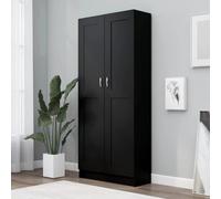 prissent Estantería Madera Contrachapada Negro 82,5x30,5x185,5 cm Aparador Estrecho Organizador Libros Estanteria con Puertas Estanteria Madera Estanterias Librerias Armario Dormitorio