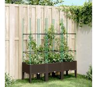 prissent Jardinera de jardín con celosía, macetero de jardín con espaldera, jardinera rectangular, macetero de terraza marrón 120 x 40 x 142,5 cm PP