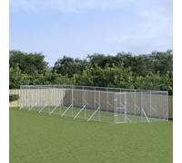 prissent Versátil caseta para perros de exterior plateada, jaula para perros de exterior, jaula para perros exterior, jaula grande para perro, móvil para perros, caseta exterior de acero, 4 x 16 x 2 m