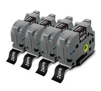 Pristar 4x Compatible TZe 24mm Etiquetas para Brother TZe-355 TZe355 Tzc355 | 24mm Cinta de Etiquetas para TZe Laminada Casetes para PT-P700 P750W D600 D600VP P710BT E500VP 1830VP 2430 Blanca sobre Negro