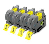 Pristar 4x Compatible TZe 24mm Etiquetas para Brother TZe-651 TZe651 Tzc651 | 24mm Negro sobre Amarilla Cinta para TZe Laminada Casetes para Brother PT-P700 P750W D600 D600VP P710BT E500VP 1830VP 2430