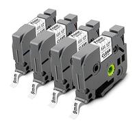 Pristar 4x Compatible TZe 9mm Etiquetas para Brother TZe-121 TZe121 Tzc121 | Tz 9mm Negro sobre Transparent Cintas para PT-H110 H100 P900W D200BW E550WVP H107B D210 P750W D400 H105 E110VP P300BT H100LB