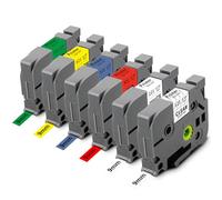 Pristar 6x Compatible para TZe-221 TZe-121 TZe-421 TZe-521 TZe-621 TZe-721 | Compatible Tze 9mm Cintas para Brother P-touch PT-H105 H107B H100 H110 E110 D210 H100R E300VP P300BT P710BT H100LB, 9mm x 8m