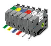 Pristar 6x Compatible Tze 12mm Cintas para Brother TZe-131 TZe-231 TZe-431 TZe-531 TZe-631 TZe-731 para Brother P-touch PT-H105 H107B H100 H110 E110 D210 H100R E300VP P300BT P710BT H100LB, 12mm x 8m